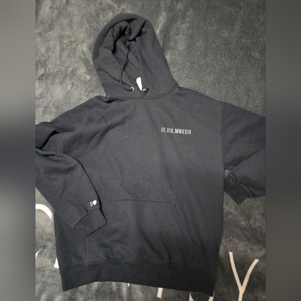 Black Embroided Hoodie